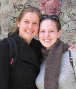 Jenni and Heather at the Checkpoint Charlie Museum