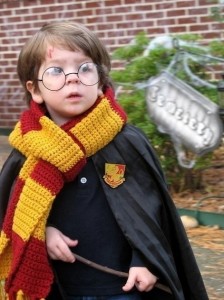 A little boy dressed as Harry Potter