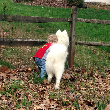 My 3-year-old nephew Milo hugging on Ty!